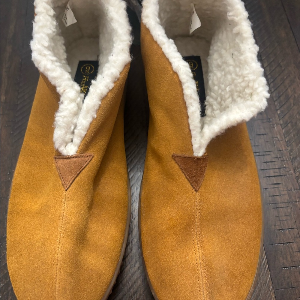 Tan FootWarmers by Laguna Slipper US 9